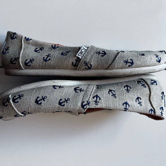 Toms Natural Burlap Anchor Print Classic shoes sz 7.5 - Picture 5 of 10